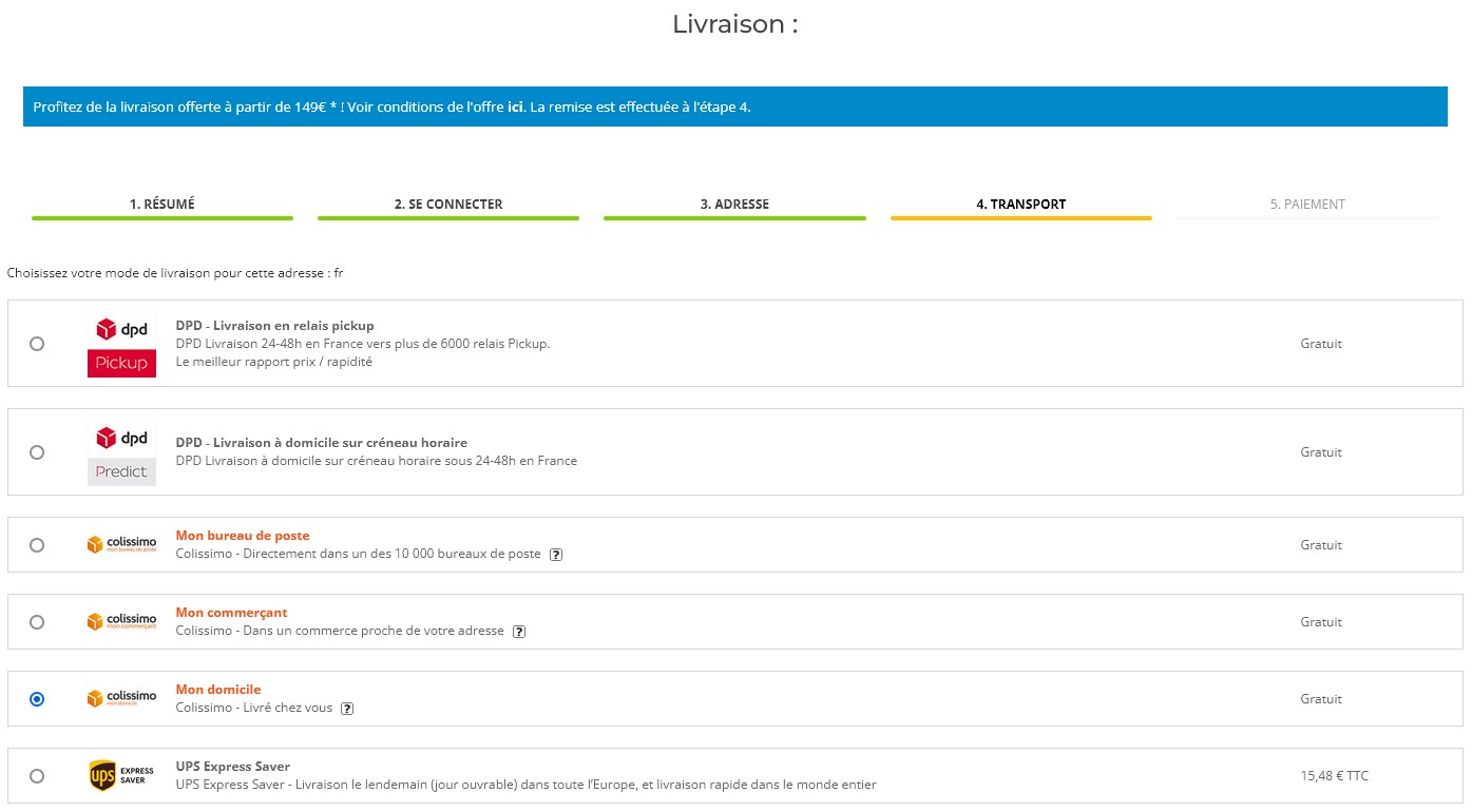 livraison offerte Septembre 2021